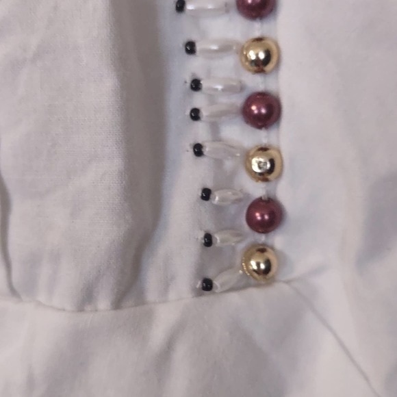 Piper By Townsen Beaded Ruffle Tunic Dress XS White - Picture 8 of 9